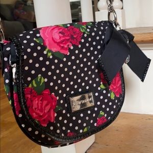Betsey Johnson floral polka dot black bag